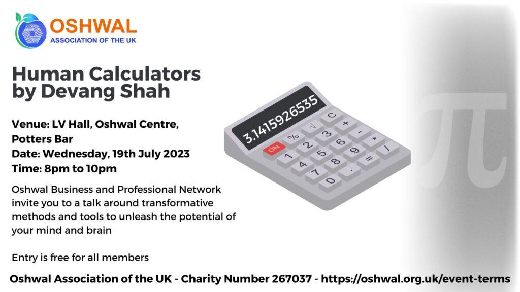 Human Calculators Oshwal Association of the U.K.