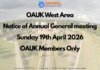 OAUK West Area – Notice of AGM (19th April 2026)
