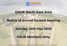 OAUK North East Area – Notice of AGM (24th May 2026)