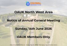 OAUK North West Area – Notice of AGM (14th June 2026)